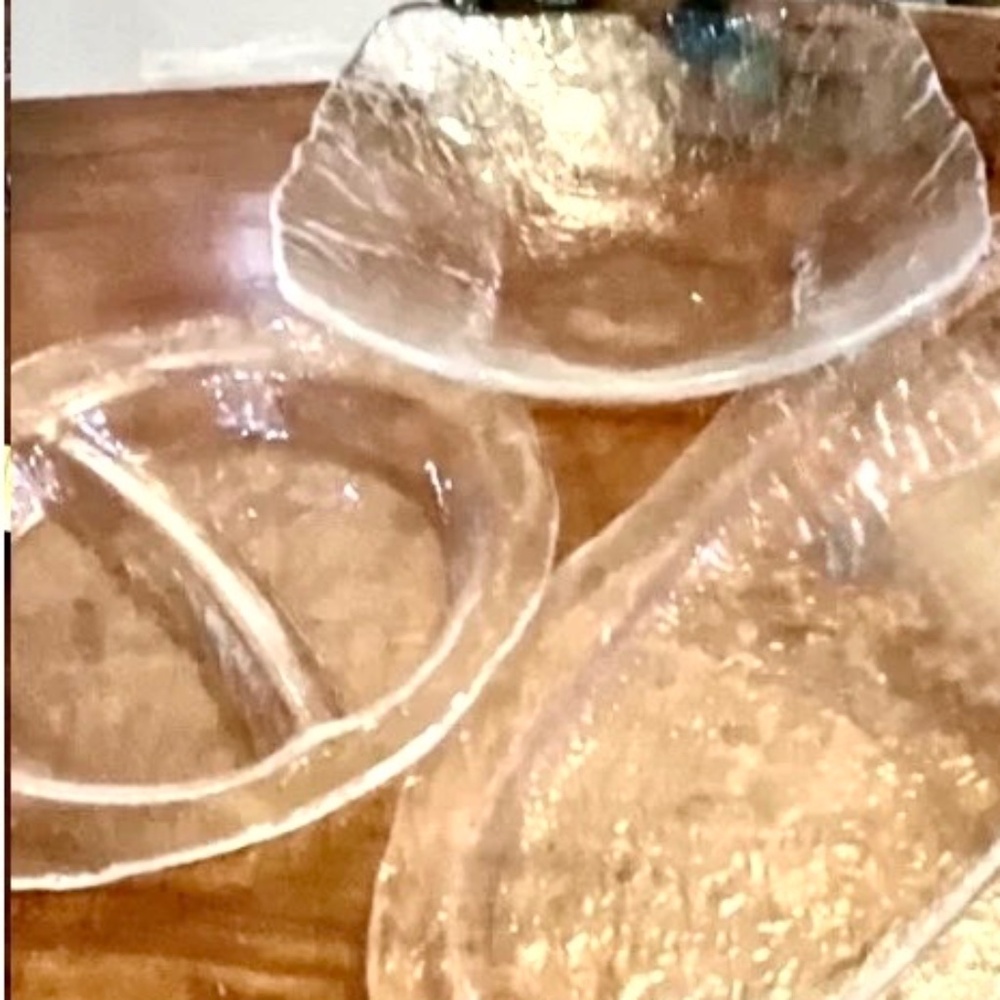 3 Unique Elegant Hand Blown Glass Vintage Serving Pieces - Picture 2 of 10